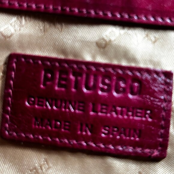 PETUSCO GENUINE "LIKE NEW" LARGE RED LEATHER SATCHEL SHOULDER/PURSE FROM SPAIN - Picture 4 of 10